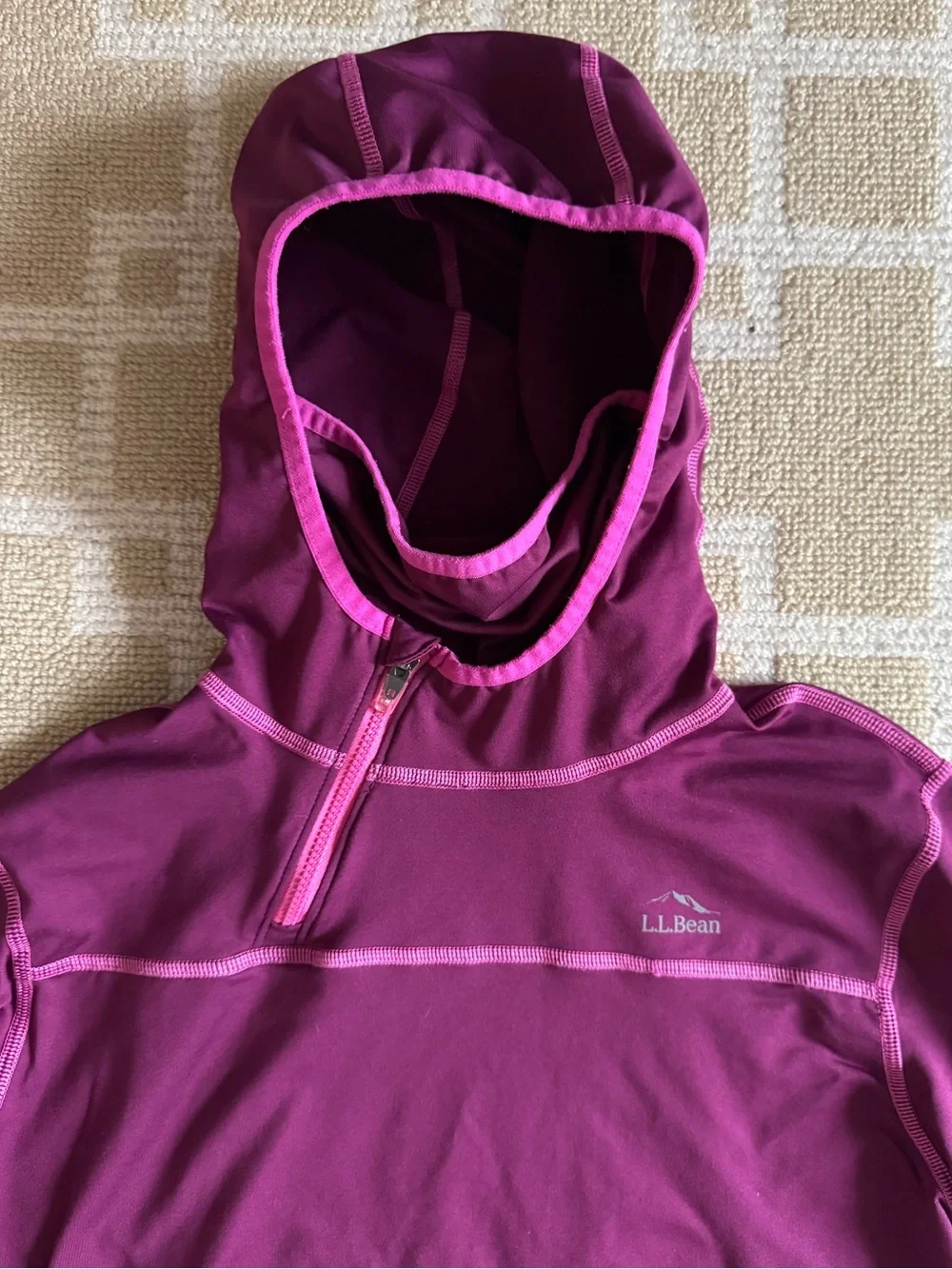 L.L. Bean Fleece Lined Performance Hoodie Pullover Purple Girls  Large 14-16
